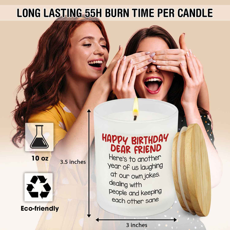Happy Birthday Candle, Bestfriend Birthday Gifts for Women - Friendship Gifts for Friend Female, Bestie, BFF - Anniversary Birthday Gifts for Her, Girlfriend - Vanilla Lavender Scented Candle 10oz