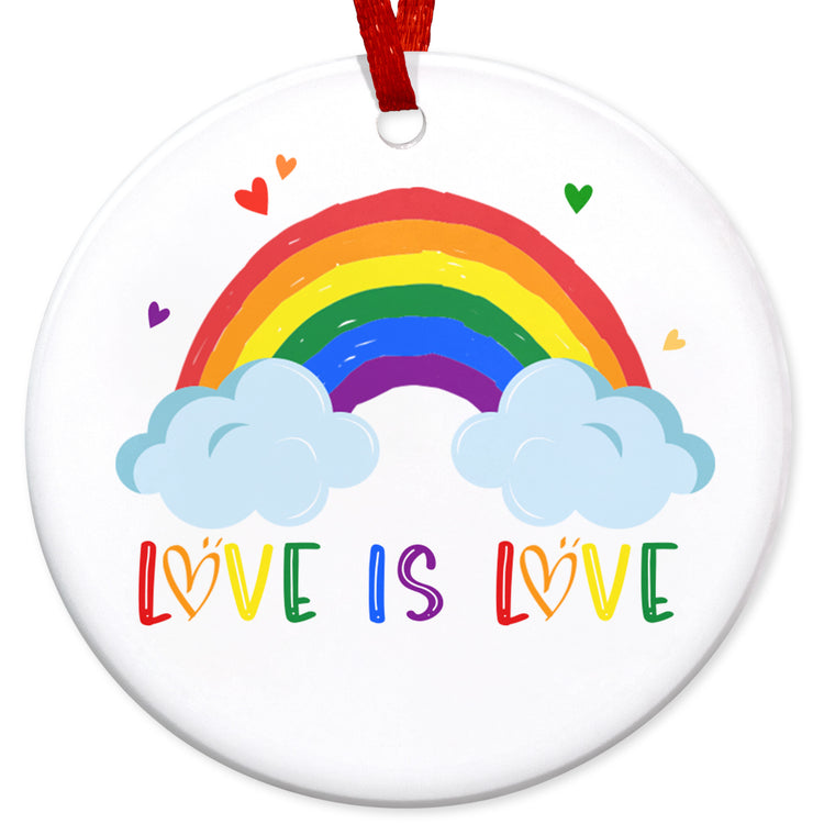 Pride Gifts Christmas Ornament Decorations, Gay Pride Rainbow Gifts, Lesbian Decor, Pride Party Decorations, Christmas Ornaments Gifts for Him, Her, Pride Christmas Tree Decoration Ceramic Ornament