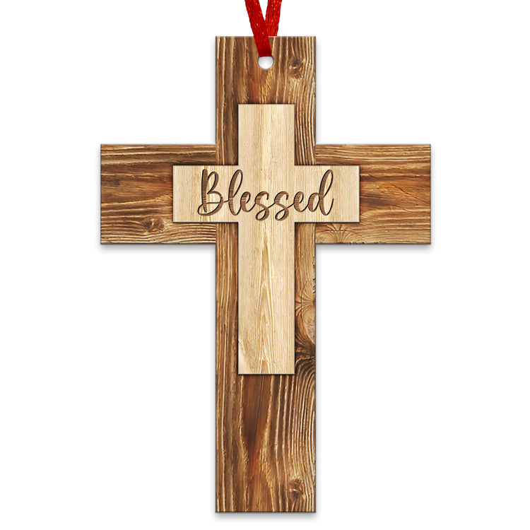 Cross Christian Gifts for Women, Christmas Ornaments - Catholic, Religious Gifts for Men, Women, Christian Gifts for Women Faith - Christmas Tree Decoration Wooden Ornament