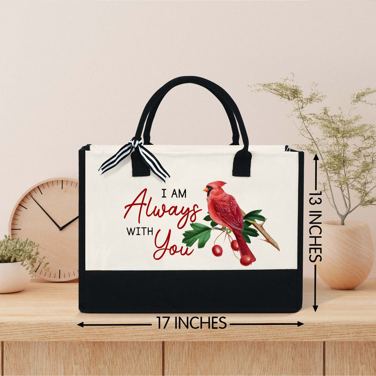 Cardinal I Am Always With You Canvas Zipper Tote Bag