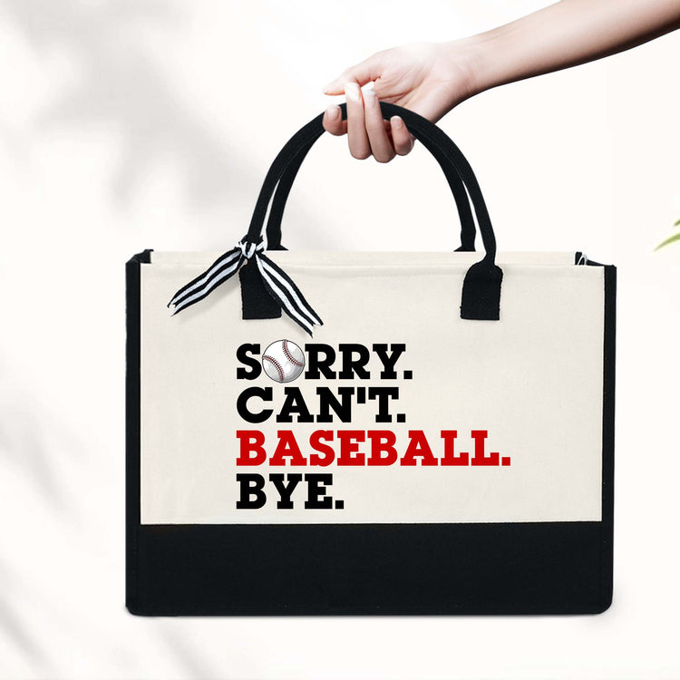 Baseball Sorry Can't Baseball Bye Canvas Zipper Tote Bag