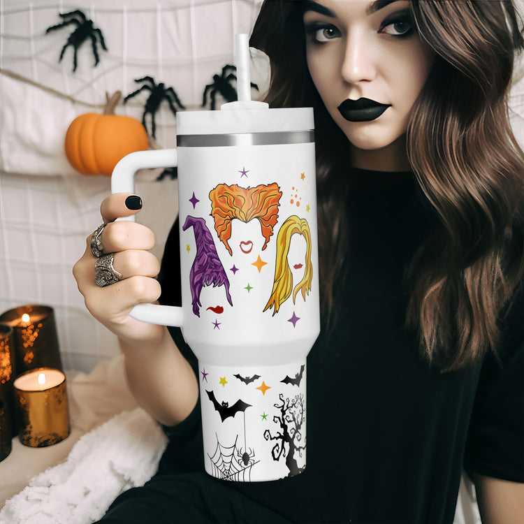 Halloween Witches Hocus Pocus 40oz Tumbler 5D Printed, Three Witches I Smell Children