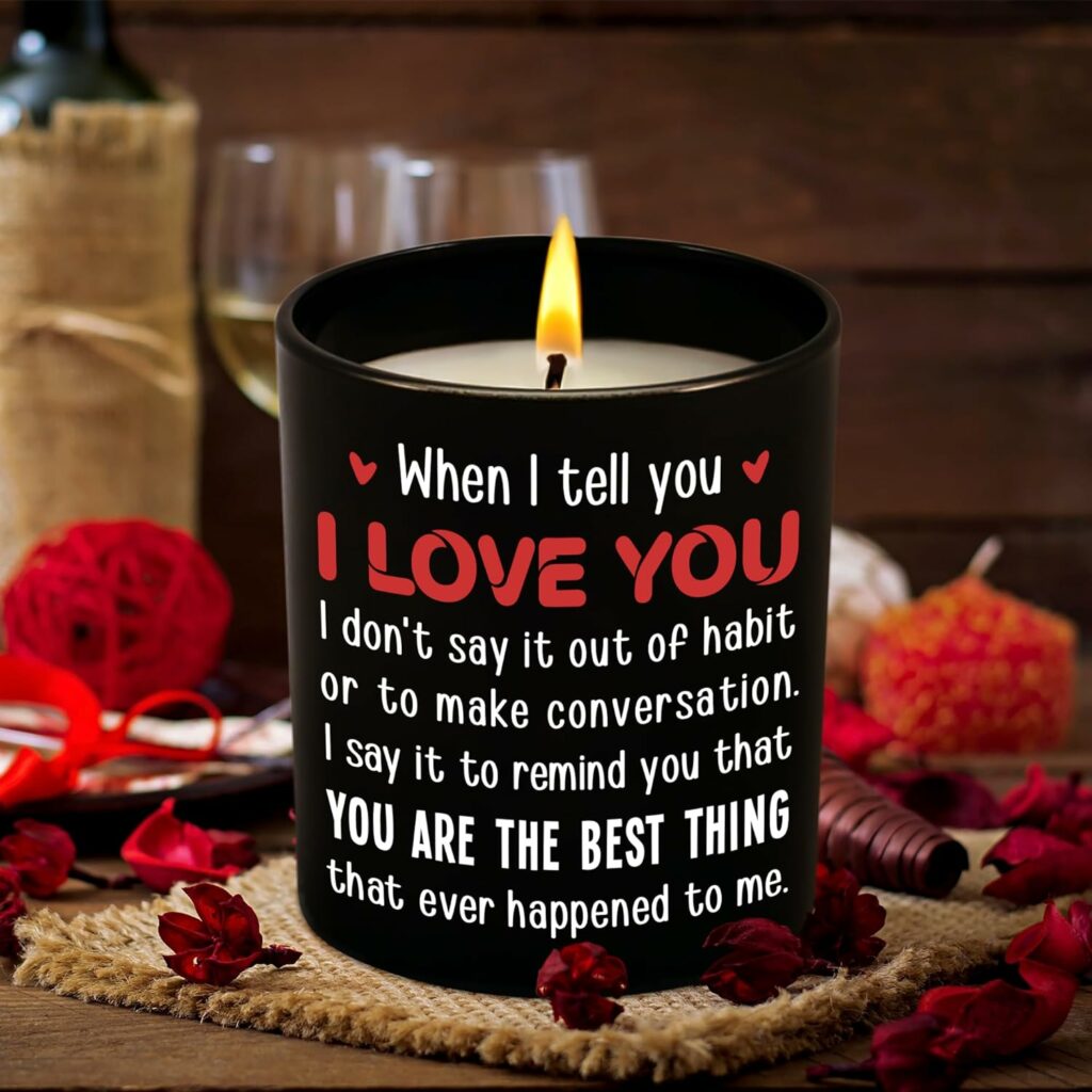 TEEZWONDER Anniversary Wedding Gifts for Men, Women, Boyfriend, Girlfriend, Husband, Wife, Valentine's Day, Birthday, Christmas Couple Gifts for Him, Her, Vanilla, Lavender Scented Candle 10oz