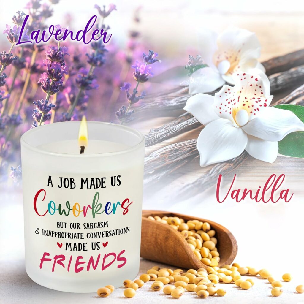 TEEZWONDER Coworker Gifts for Women, Friends - Christmas, Birthday Gifts for Women, Thank You Gifts for Coworkers, Gifts for Best Friend, Work Bestie Gifts - Vanilla Lavender Scented Candle 10oz