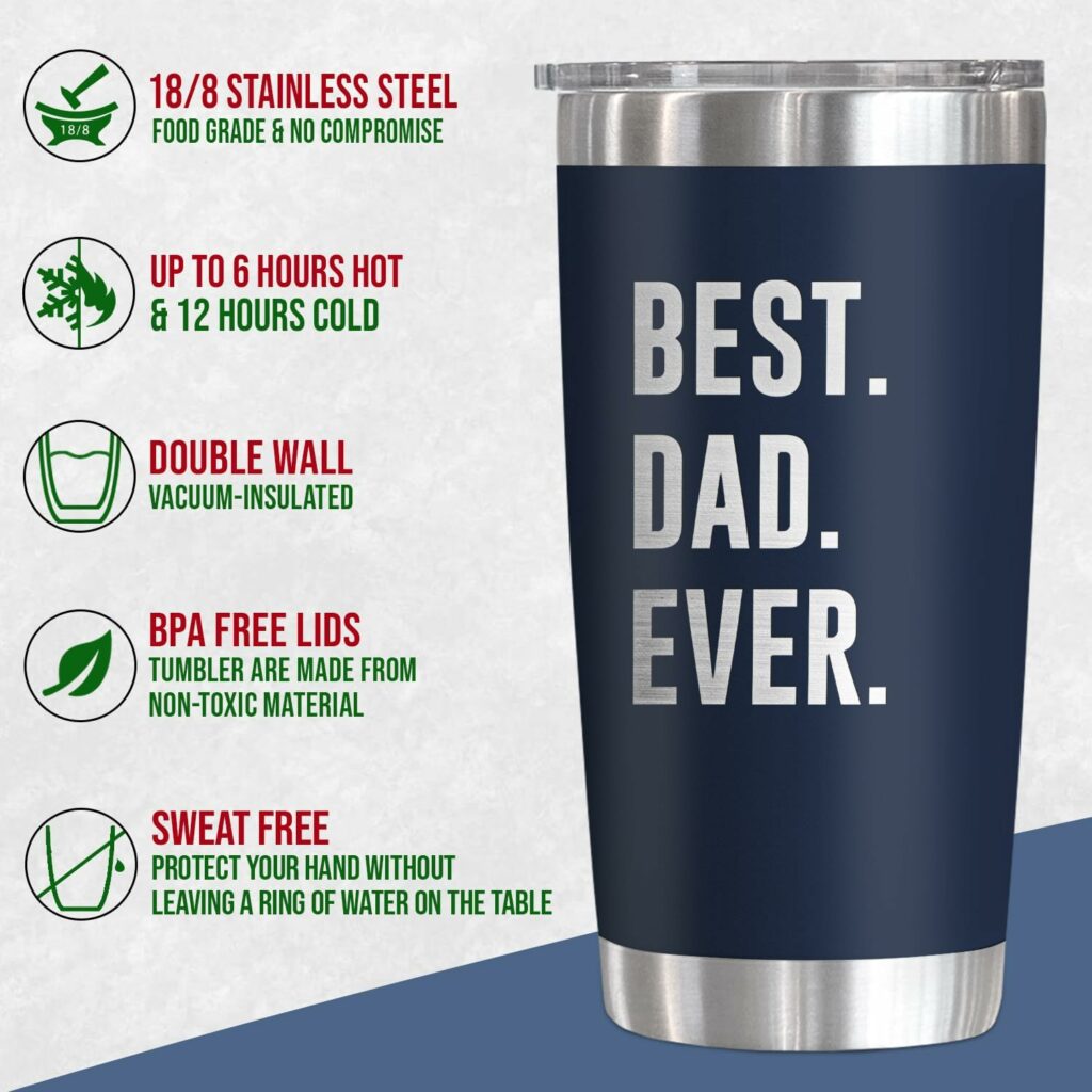 TEEZWONDER Gifts For Dad From Daughter, Son, Wife, Christmas, Father's Day, Valentines Day, Birthday Gifts For Dad, Grandpa, Father Gifts, Papa Gifts, New Dad Gifts, 20oz Stainless Steel Tumbler
