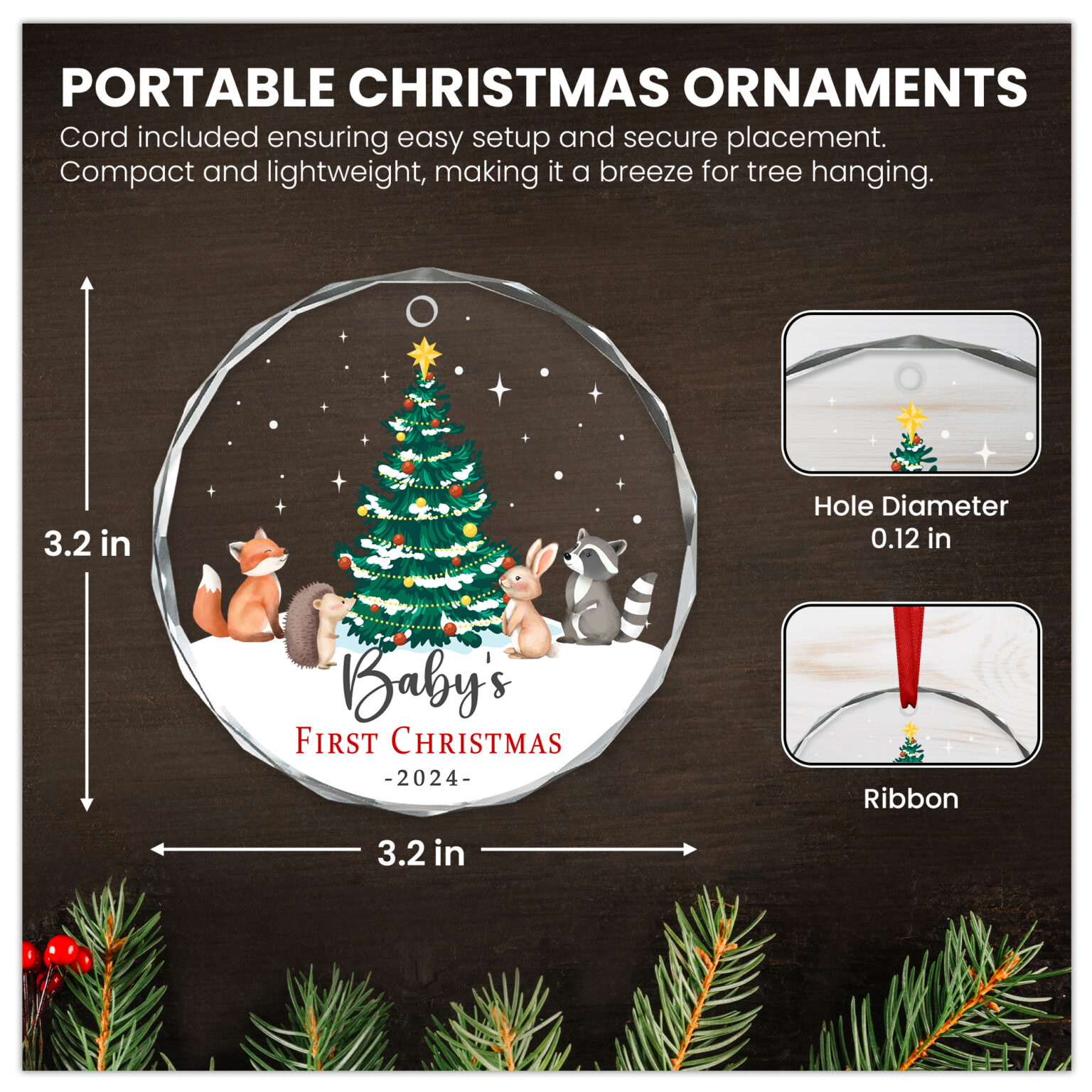 Baby First Christmas Glass Ornament Teezwonder